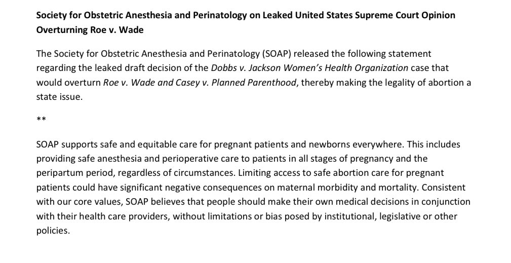 We stand with our colleagues from <a href="/acog/">ACOG</a> <a href="/MySMFM/">SMFM</a> <a href="/AmCollSurgeons/">American College of Surgeons</a> and many others.