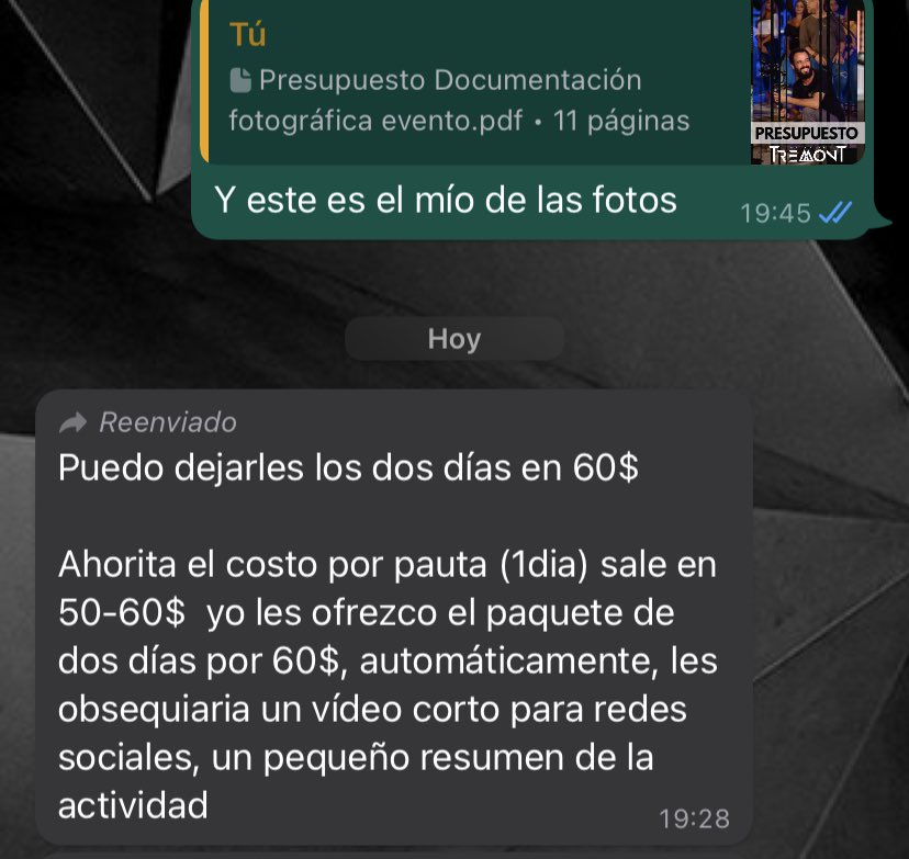 AJTremont's tweet photo. Me da arrechera que los clientes hagan esto. Como si yo fuese a bajar el precio porque alguien cobra $60 por 2 días de fotos en dos eventos simultáneos 😂

Hermano yo cobro lo que vale mi trabajo, si otra persona quiere cobrar $10 es porque eso es lo que vale su trabajo https://t.co/TrfKbMAEaz