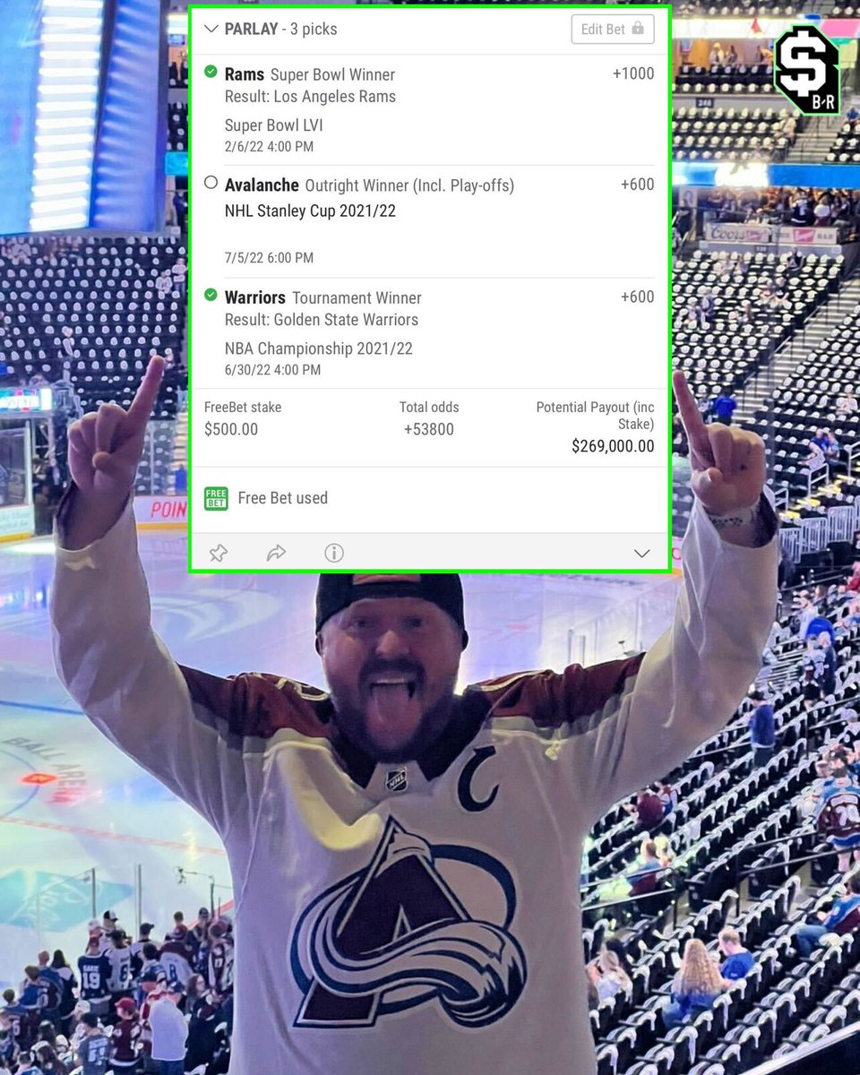 br_betting's tweet photo. The legend sweating a $269K payout on the Avs is going to watch his bet in person 🔥

LETS GOOOOOOOOO https://t.co/XbHPLxjcOq