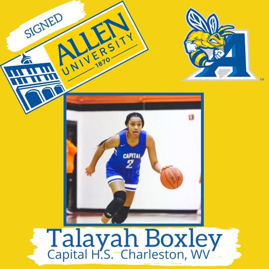 t_talayahh's tweet photo. blessed to say that i will be continuing my academic &amp; athletic career at Allen University ! 💙💛 @AllenU_WBB @xocoachtee #GoYellowJackets https://t.co/b9yeeSUdZ4