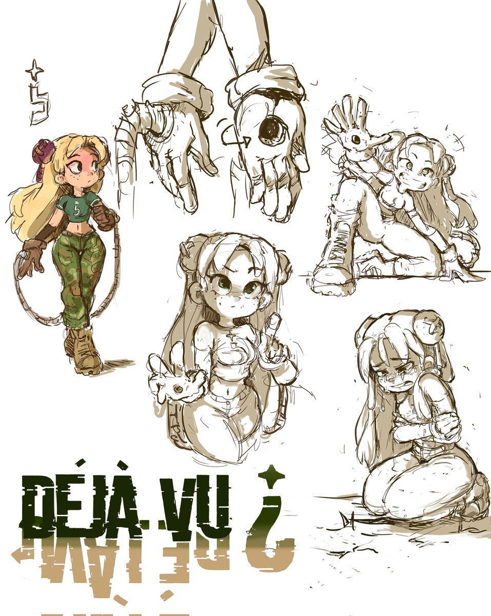 EwelArt's tweet photo. There we go some sketches of a restyle of a my old character.
She Is Déjà vu 💚
Trying to realize her with a style more cartoon.
I posted a short comic of her a long time ago on nuname 🤗
I Will do maybe a more refined version.
Hope you like It ^^ https://t.co/iwW7F2Iyqb