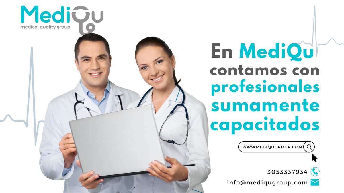 MediQuGroupCo's tweet photo. En MediQu una buena consulta siempre va a ser dada por un profesional  altamente capacitado. 🤩

👨‍⚕️ Contáctanos:

📱| Teléfono: 3053337934
✉️ | Email: info@mediqugroup.com
🌐 | Sitio: https://t.co/GYdkJo0dBN https://t.co/KT3OcvO5fF