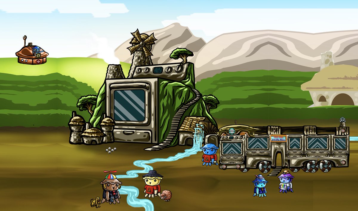 CapietainCook's tweet photo. @PielandNFT looks like the Pieborgs and Doughbot‘s have come together with the Piesons to build a new Pieliner  bus. Now we can travel in comfort while site seeing around The islands of Pieland. Stay tuned to @pielandnews for any updates on this situation. #Pieart https://t.co/cT7m8XQg3I