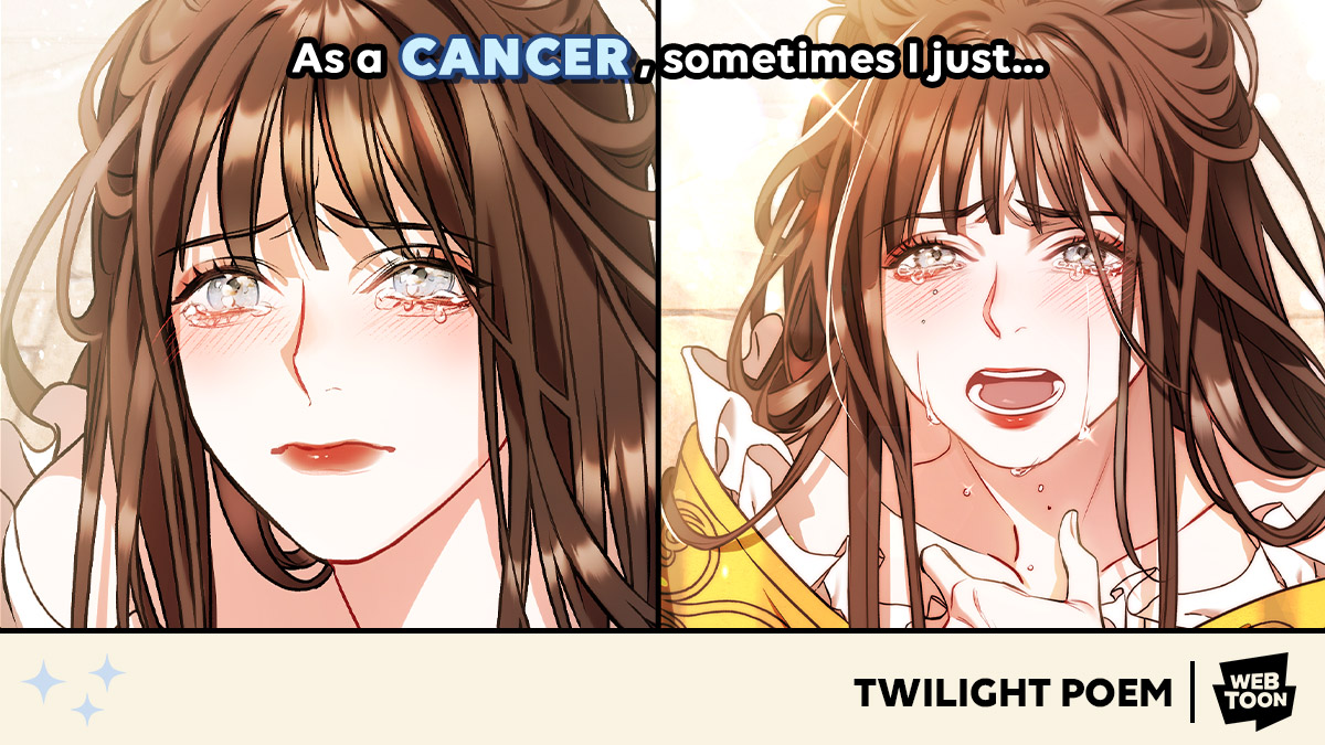 webtoonofficial's tweet photo. You know you're a ✨Cancer ✨ when... You read these #WEBTOON series 👀♋

Which series do you love as a #Cancer, and which is a brand new discovery?

#MyGiantNerdBoyfriend #MorganaAndOz #TwilightPoem #TimeAndTimeAgain #Zodiac https://t.co/vRxfWEMlhp