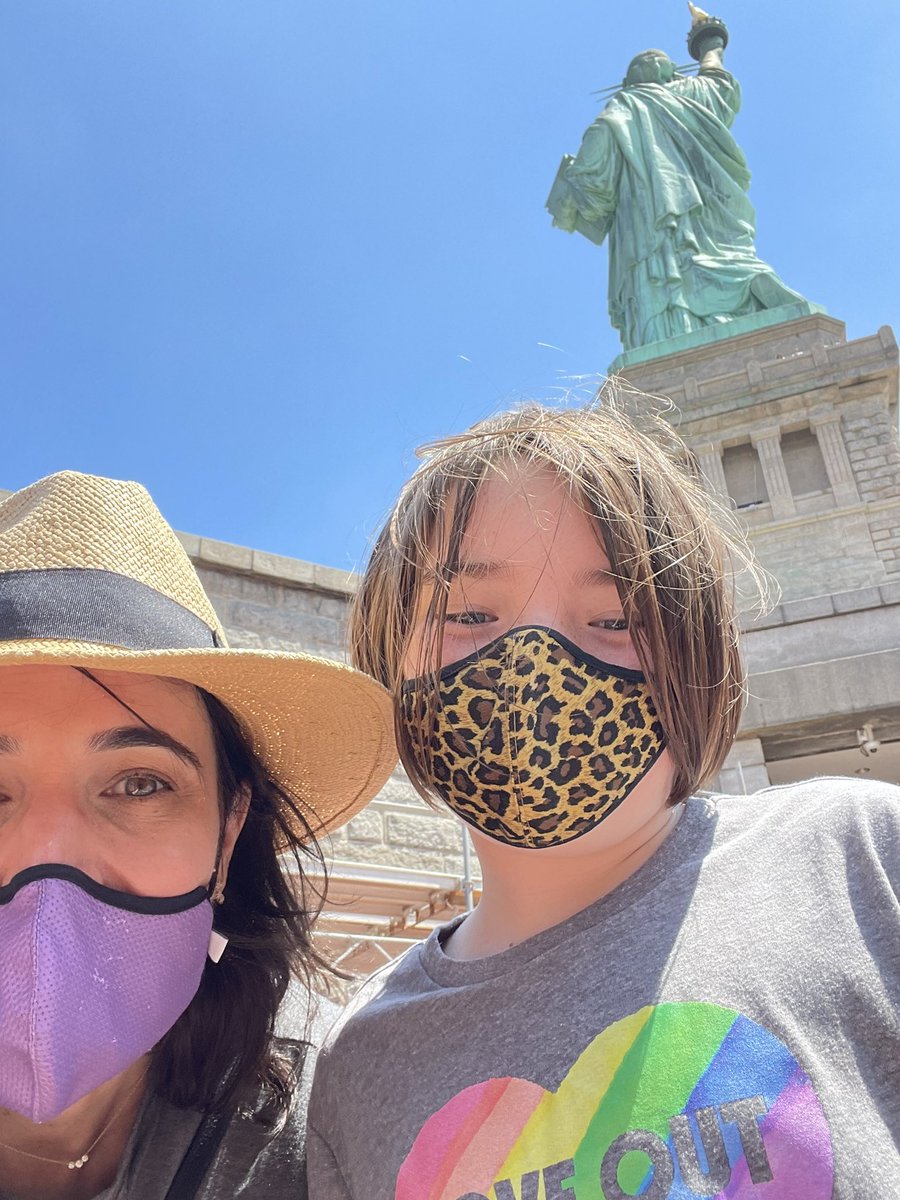 julieliegl's tweet photo. Pretty ironic to have our first visit to the Statue of Liberty be on the day so many women lost freedom over their own bodies. Remember her foot is raised because she’s in motion. https://t.co/vl75FJhLD8