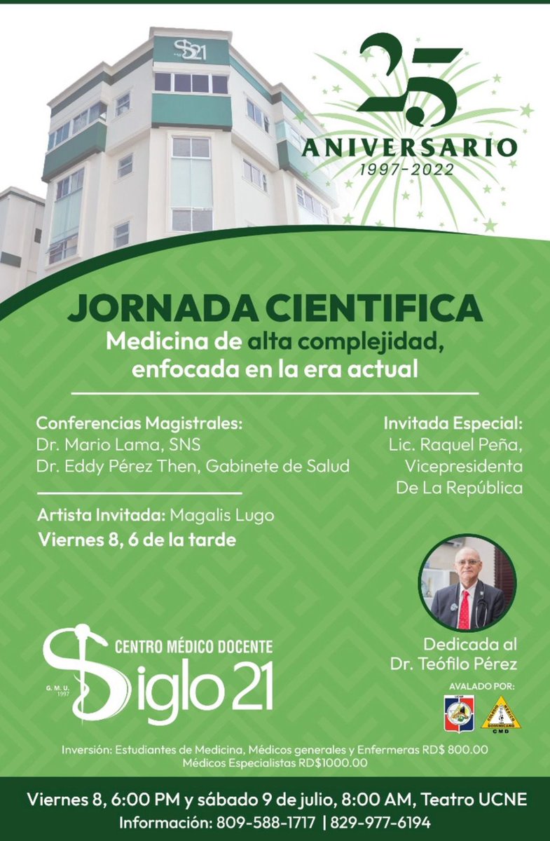 Urologodrperezg's tweet photo. Gracias al @CMSiglo21 por dedicarme la Jornada científica de Julio del 2022 a mi nombre , gracias por reconocer mi labor , eso me compromete a a seguir contribuyendo con las nuevas generaciones .@labherrera @Claudiaperez_02 @NarjustFlorezMD @Dr_Guillermob https://t.co/aBtQaW0wM7