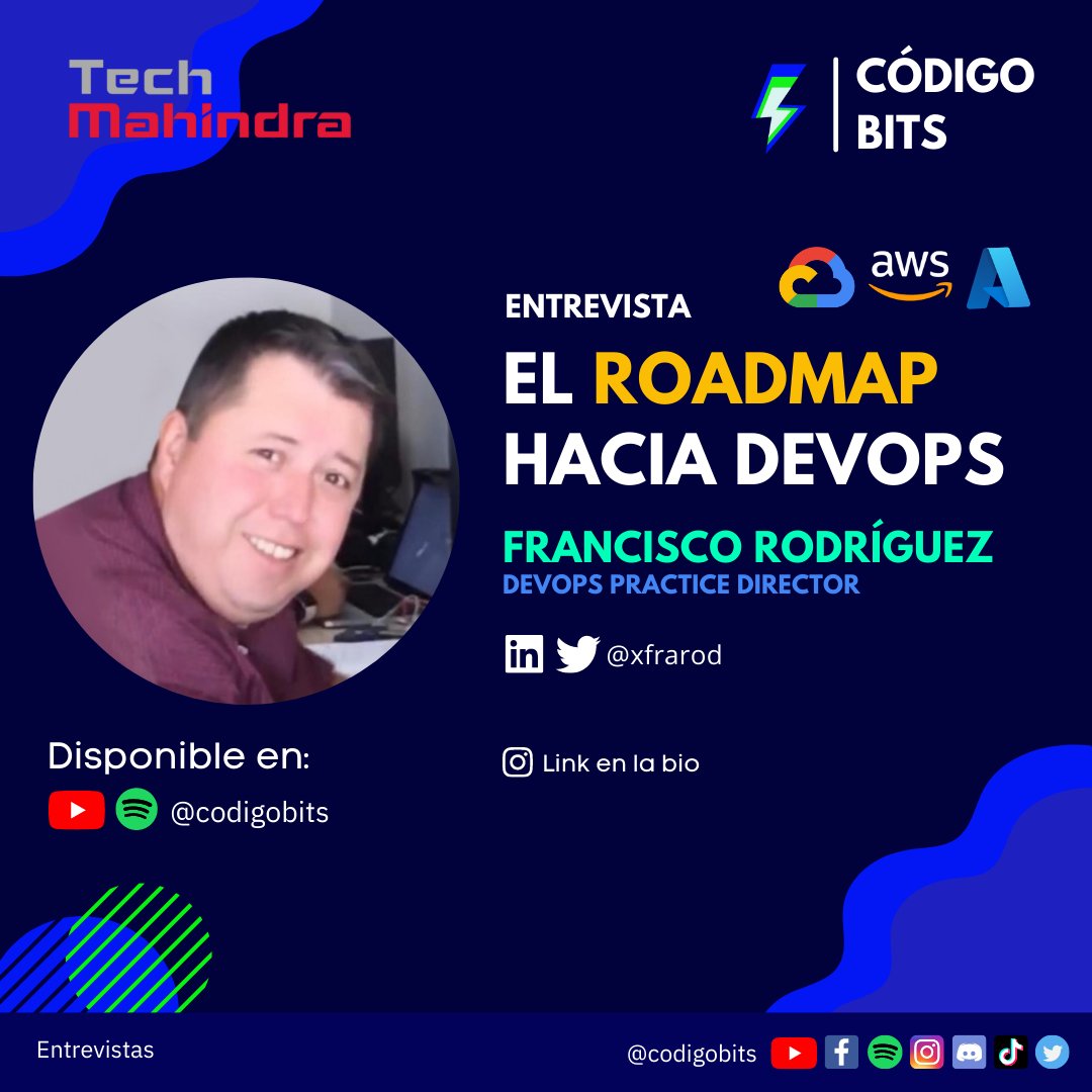 CodigoBits's tweet photo. Platicamos con Francisco Rodríguez 💻 director de práctica de DevOps sobre el #roadmap 🗺️ para ser desarrollador en #DevOps y sobre el futuro de esta área 🚀
Les compartimos la entrevista en YouTube
👉https://t.co/STFr0EhogV
#programación #codigobits https://t.co/bnvDjIwsKJ