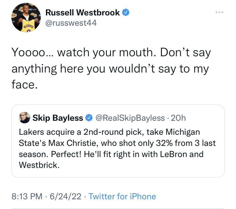 barstoolsports's tweet photo. Russ has had enough of the Westbrick talk https://t.co/BIp9HClQaq