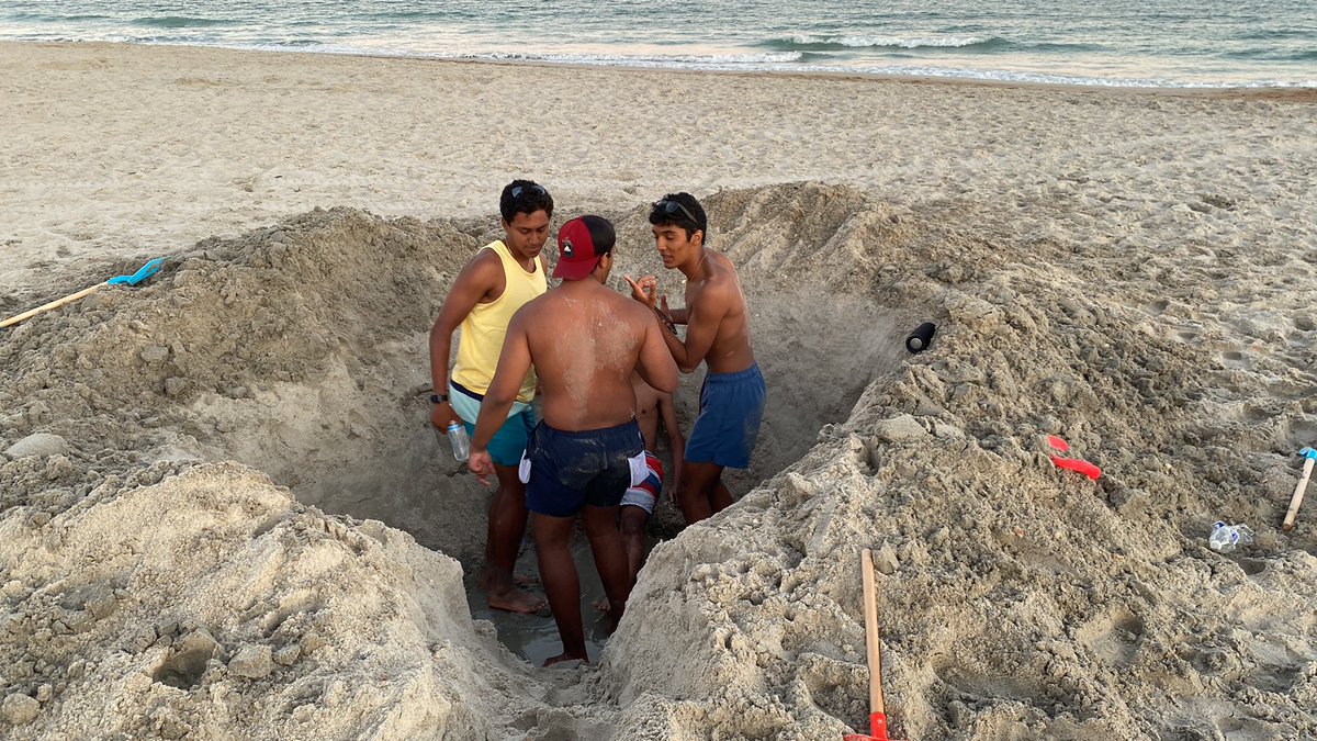The hole’s at sea level and somehow blocks all cellular service when you sit in it