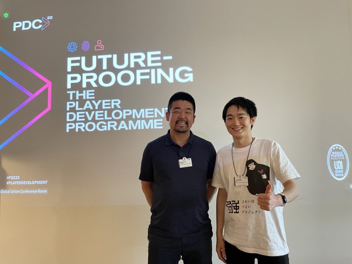 LawyerHoriguchi's tweet photo. I attended #PDC22 by #WorldPlayersUTD as a PDP manager of @JRPA_info with @yasutaka_ojio .It was heartening to realise that fellow members of the Players' Association from all over the world share the same hope to support athletes. https://t.co/WaaWYlFGxP