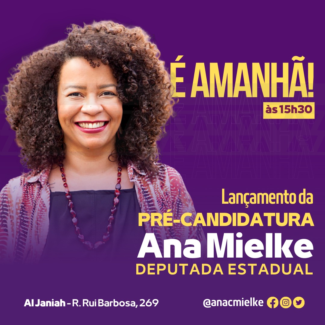 anacmielke's tweet photo. É amanhã! Estou ansiosa para encontrar vocês no lançamento da nossa pré-candidatura a deputada estadual pelo PSOL em São Paulo. Às 15h30 no Al Janiah. Venha e traga sua família! Vai ser lindo! Vamos juntes!💜✊🏾🌻
#CoragemParaLutar
#MulheresNegrasnoPoder
#MulheresNegrasMovemoMundo https://t.co/QVycxFQmLI