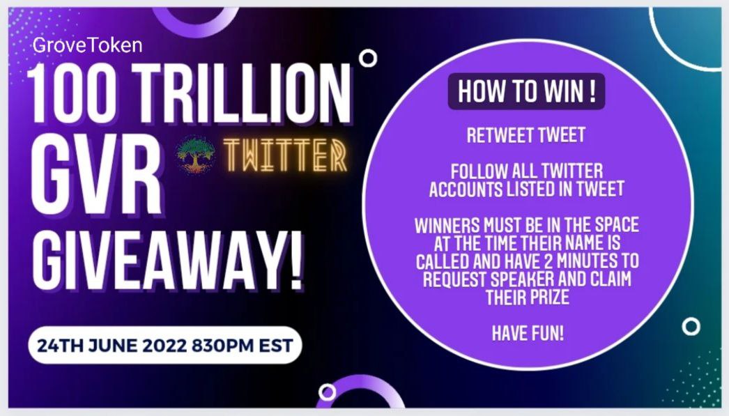 srrono's tweet photo. Rd 1 #GroveToken  100T Giveaway 1T for 100 winners 🏆 In Honor of H.E @bnalfalasi
 Follow @GroveToken @JohnGh87 @justbeingmendy
 @Amooor1st @Simonspiteri22 @imranatilmis21
Sub Justin YT
https://t.co/Rz7lFCbx3k
https://t.co/AtvqUHtOzF https://t.co/r8H05wuWGe