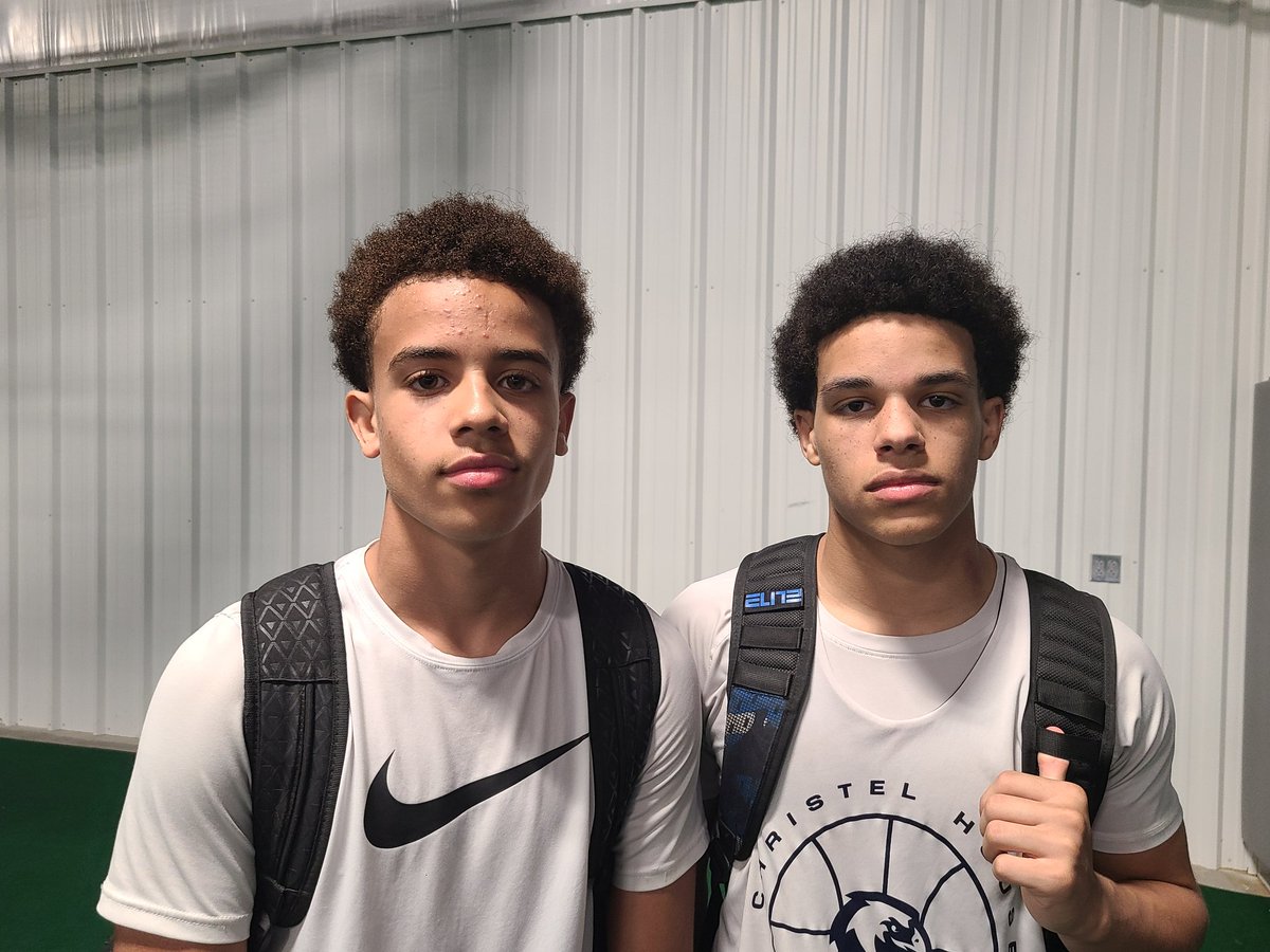 KyleNeddenriep's tweet photo. Christel House at Manual went 2-0 today with OT win over Fountain Central (62-59) and 61-44 win over Indian Creek. David Brigham Jr. (left) impressive incoming freshman with senior Donovan Pruitt. https://t.co/oTx3AhxdY8