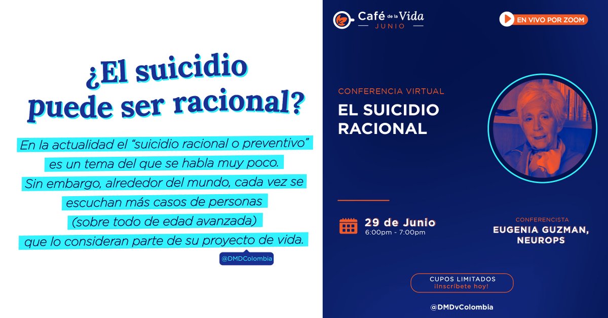 En nuestro Café de la Vida este miércoles, conversaremos sobre este tema ¡No te lo pierdas!

Inscríbete aquí forms.gle/CGg9cPy6gCDBnd…

Conferencista: Eugenia Guzmán.
Fecha: Miércoles 29 de junio, de 6:00pm – 7:00pm.

Contáctanos wa.link/y7udgw / 300 4265608.