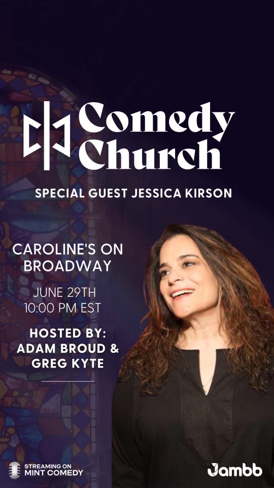 gregkyte's tweet photo. We’re so stoked to have the inimitable @JessicaKirson on our show this Wednesday! See us live at @CarolinesonBway or stream the show on Mint Comedy!
#comedychurch @gregkyte @adambroud @calebwallmusic #exmormon #postmormon #formermormon #formerevangelical #formerchristian https://t.co/w4YcSBZJRr
