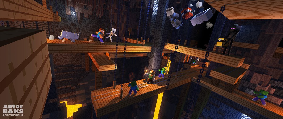 Mineshafts are always pretty fun to explore!
#Minecraft #3drendering