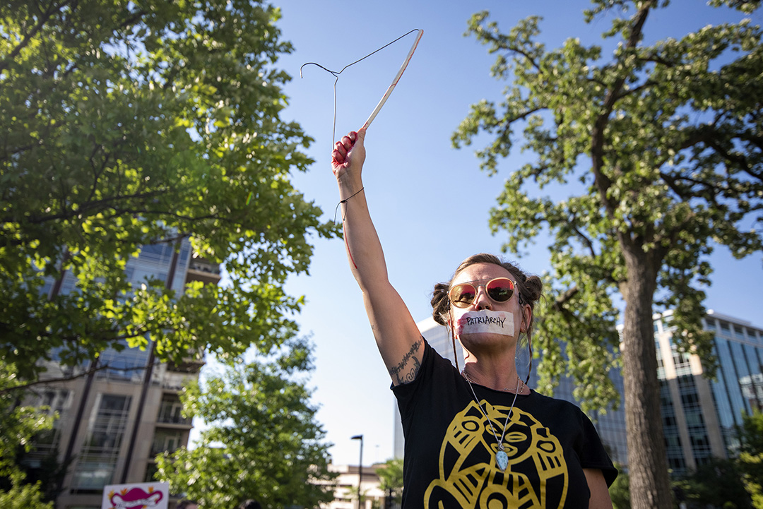 angela_major_'s tweet photo. Protesters gathered at the Wisconsin state capitol in response to the Supreme Court's decision to overturn #RoeVWade. The state's 173-year-old abortion ban makes the procedure illegal unless deemed medically necessary to save the patient's life. @WPR https://t.co/fDA3tVzqim