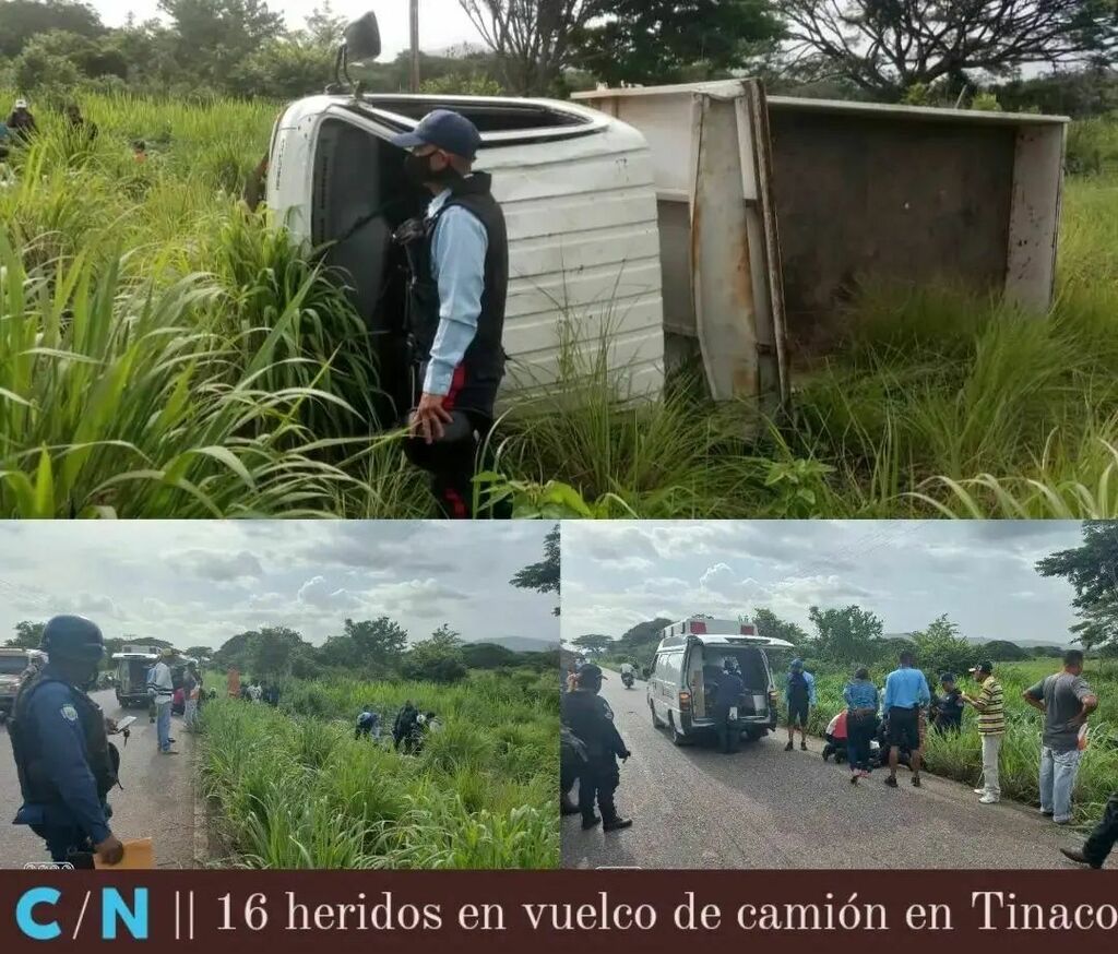 AccidentesVE's tweet photo. #Repost @cojedesesnoticia 
——
🇨/🇳 || Volcamiento de camión deja como resultado 16 heridos en Tinaco.

Al menos 16 personas resultaron lesionadas en un vuelco de un camión que se desplazaba hacia el Baúl, municipio Girardot. El hecho ocurrió en el sec… https://t.co/X60SMfgBEo https://t.co/FoxcrZIzt4
