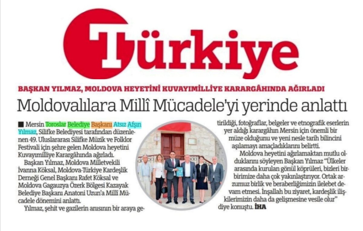 Atsız Afşın Yılmaz (@atsizafsin) on Twitter photo 2022-06-25 06:23:14 #TürkiyeGazetesi 🗞️ #Moldova'dan Toroslar'a Dostluk Ziyareti #KuvayımilliyeKarargahı #MilliMücadele #TürkiyeGazetesi 🗞️ #Moldova'dan Toroslar'a Dostluk Ziyareti #KuvayımilliyeKarargahı #MilliMücadele