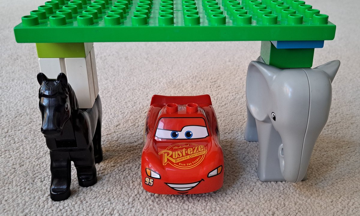 "Make Lightening McQueen a garage, mummy!"
"We've already used most of the bricks in the big garage and dumper truck factory so I don't think I can!"
"You can! Make it!"