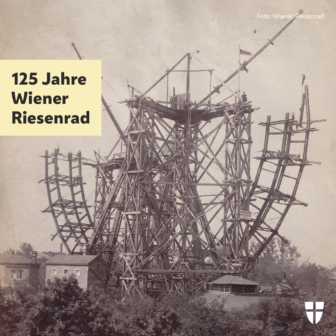 Stadt_Wien's tweet photo. Alles Gute zum Geburtstag Wiener Riesenrad! 🥳🎡 Nach acht Monaten Bauzeit fand heute vor 125 Jahren die erste Fahrt unseres Wahrzeichens statt. 

Habt ihr schon einmal in einer Gondel über die Dächer unserer Stadt geblickt? ❤️ https://t.co/Cp11V06p6D