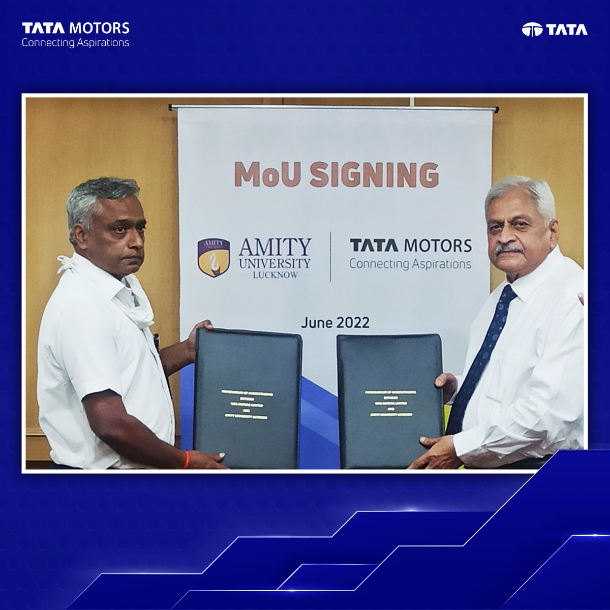 TataMotors's tweet photo. Tata Motors takes another step at bridging the gap for their employees' career growth and skill development by collaborating with @AmityLucknow!

#ConnectingAspirations https://t.co/ZfahGg6rcS