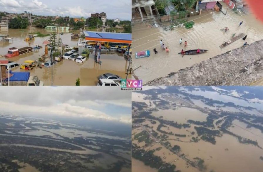 TUKKUSAURUS's tweet photo. Assam is witnessing the worst flood ever. Over 100 people have d!ed and more than 55 lakh people are directly affected due to the emergency created because of water level going above the danger level. There is no electricity or internet connection. (1/3) https://t.co/p3KNzdJLFK