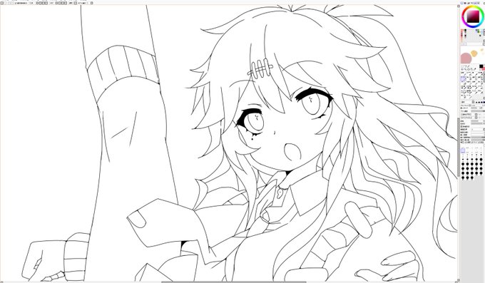 線画終わったので塗るます 