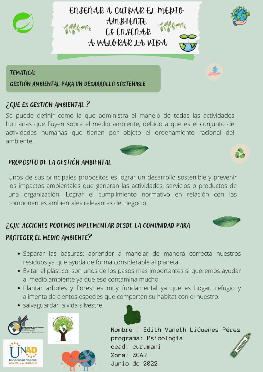 ELiduenez's tweet photo. Enseñar a cuidar el ambiente es enseñar a mejorar la vida.🌍🌿🍃💚 @ElOIRdelaRegion @aleffo 
#SERVICIOSOCIALUNADISTAENCASA https://t.co/ADAsuIX2Y5