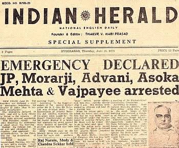 25th June 1975.

Congress party imposed emergency!