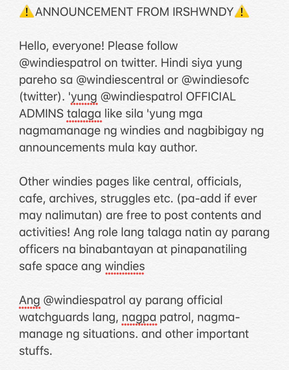 windiescafe's tweet photo. hi windies ! read this announcement carefully from @irshwndy.

here is the official acc @windiespatrol, please follow and thank you for your time, windies !! https://t.co/M2i51QsqW7