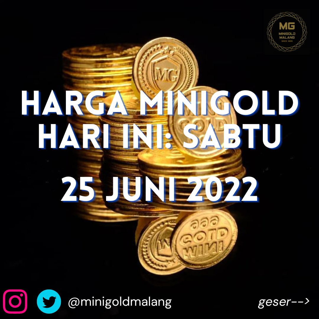 minigoldmalang's tweet photo. Harga MiniGold hari ini, Sabtu 25 Juni 2022:

Semoga semakin hari, semakin bertambah simpanan emasnya.

Info pembelian dan join reseller https://t.co/fehKIKghD4 #emaskandia https://t.co/znnw6pozy5