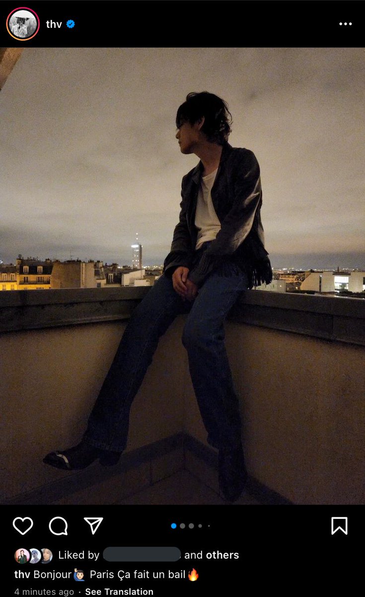 btsinthemoment's tweet photo. [thv] instagram post 

🐯 Bonjour🙋🏻‍♂️ Paris Ça fait un bail🔥 https://t.co/MA4s2msWWV
