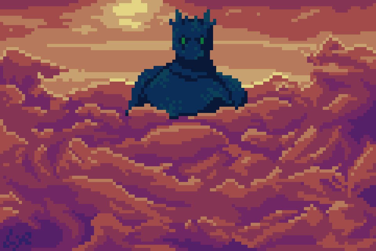 CosmicPixelated's tweet photo. It was impossible to tell what exactly it was looking at, but those emerald eyes never wavered, as the sun began to set and the clouds danced with fire. 

The Watcher in the West.
https://t.co/UYY5gAuqiB https://t.co/Vk9JnnMQIB
