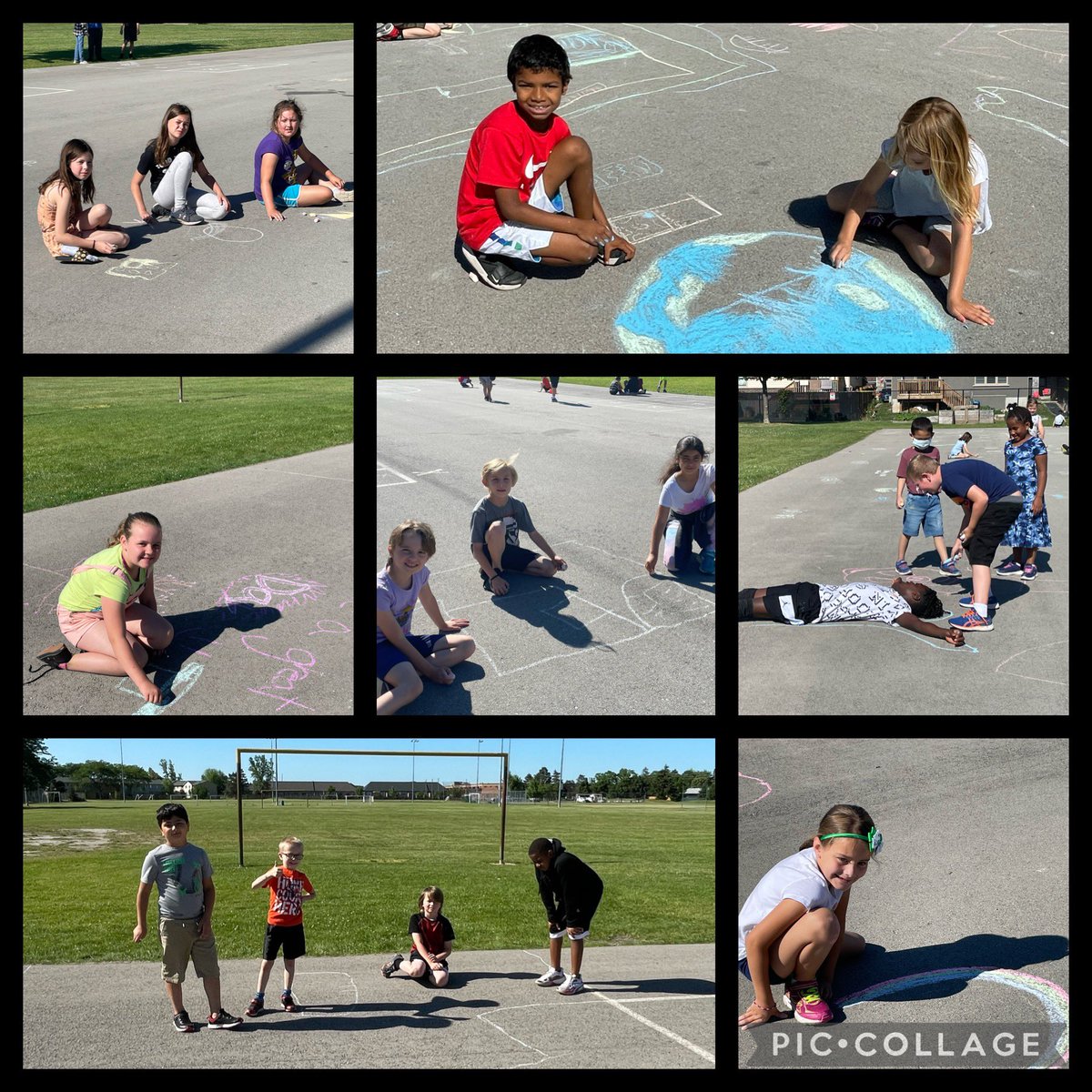 EIMGrade3's tweet photo. Balloon pop #5…chalk drawing! What joy the students have brought out there! Lovely messages were made for our AMAZING Grade 8 students as well, who graduated Thursday evening. @EIMJaguars #ChalkFun https://t.co/4SZPZ2kCVp