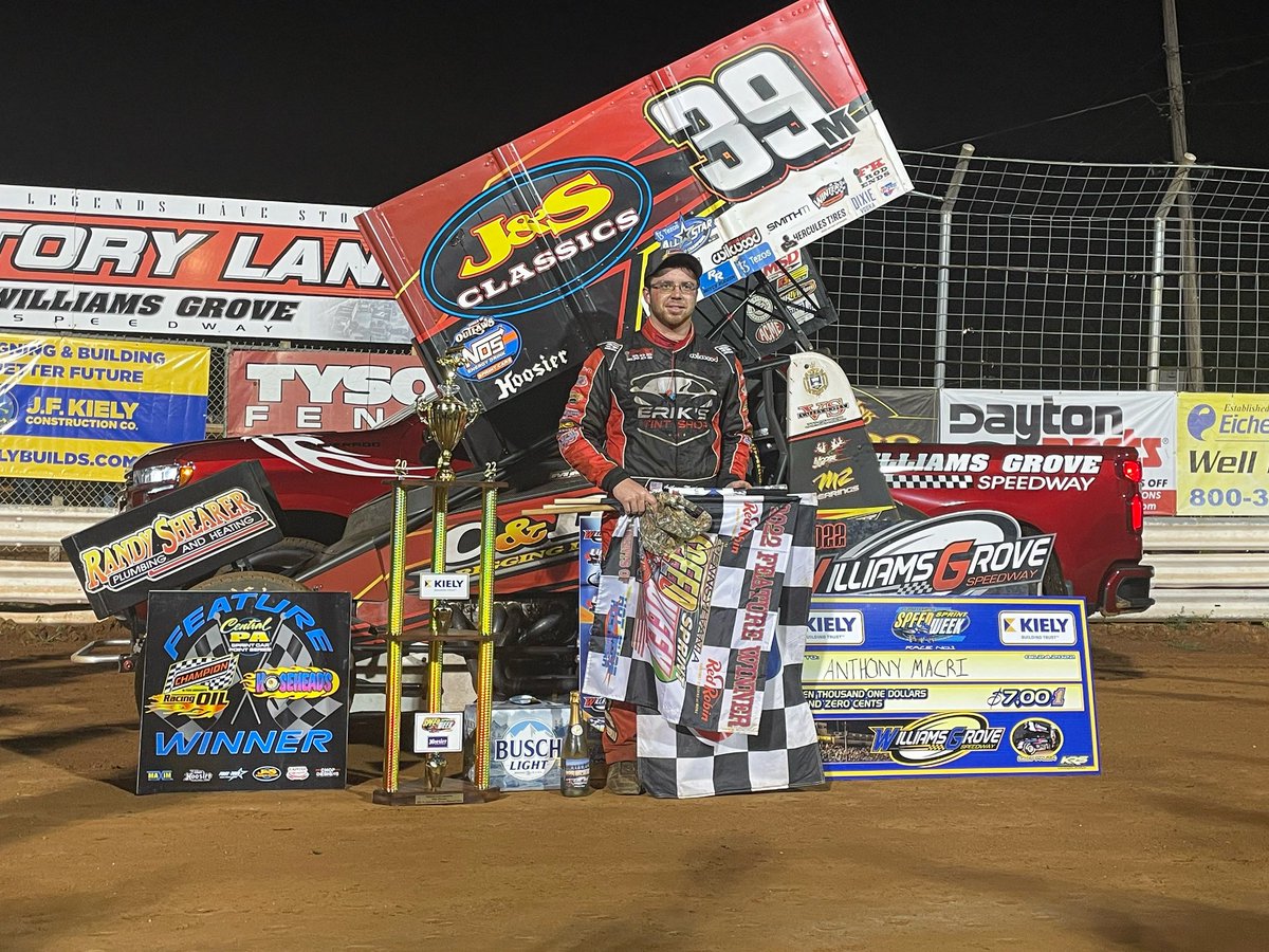 Anthony Macri gets the Lawrence Chevrolet 410 Sprint Car win on opening night of #PASpeedweek presented by Kiely Construction!