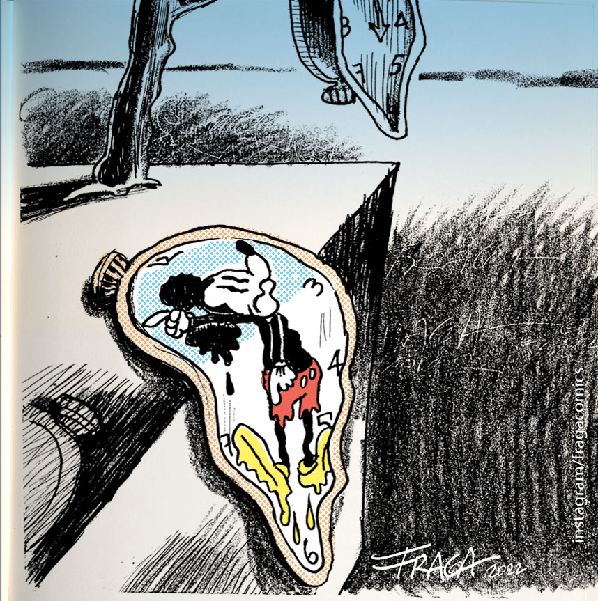 FragaComics's tweet photo. #fraguerías #fragacomics #dali #dalirelojes #salvadordali #mickeymouseclock https://t.co/Y5iDqA18ej