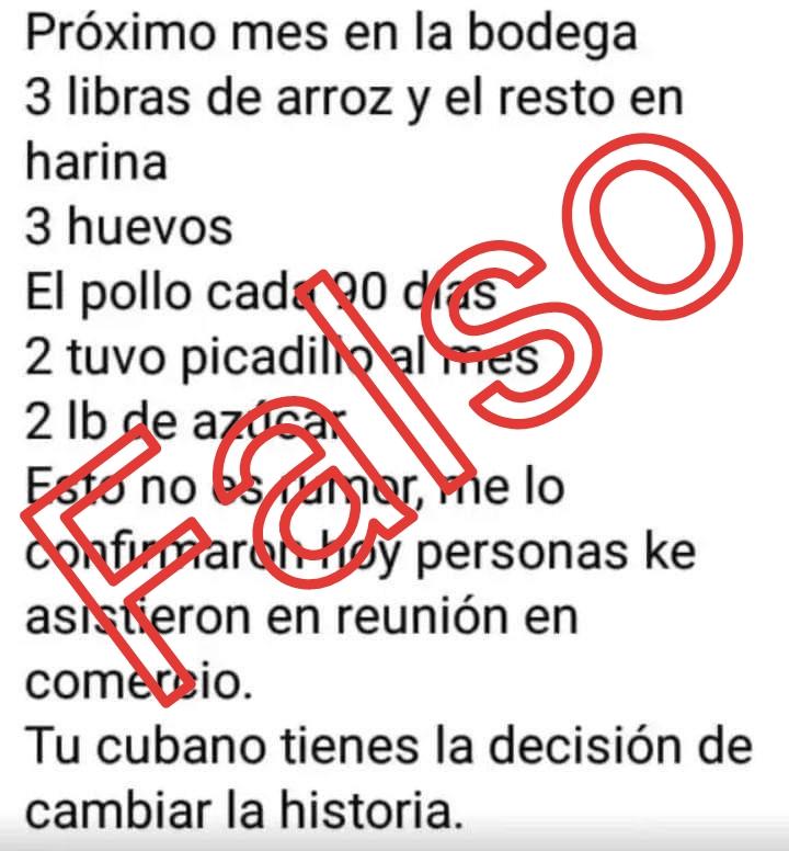 MincinCuba's tweet photo. ¡Noticia Falsa!
Circula a través de las redes sociales un falso documento de Resolución sobre la Canasta Familiar Normada. Estrategia de desinformación para generar malestar en la población en medio de la tensa situación económica que atraviesa el país.
 #SomosComercio https://t.co/NOWt6NnTCx
