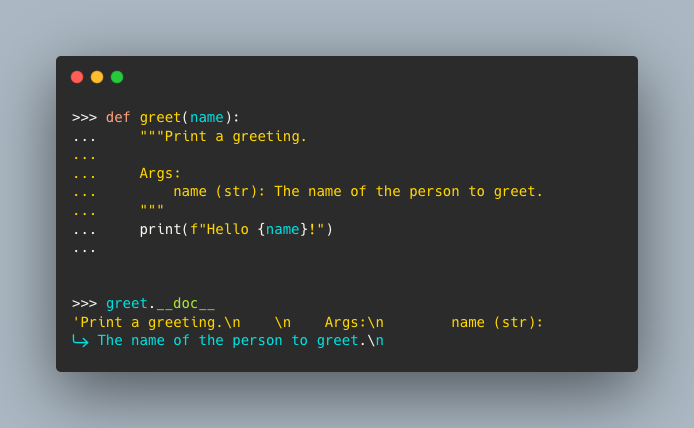 realpython's tweet photo. 🐍⚙️ Python Tricks — Working with Python docstrings

You can access the docstring object of a function using .__doc__ 

But what are docstrings 👇 https://t.co/2MguFnm2Qs