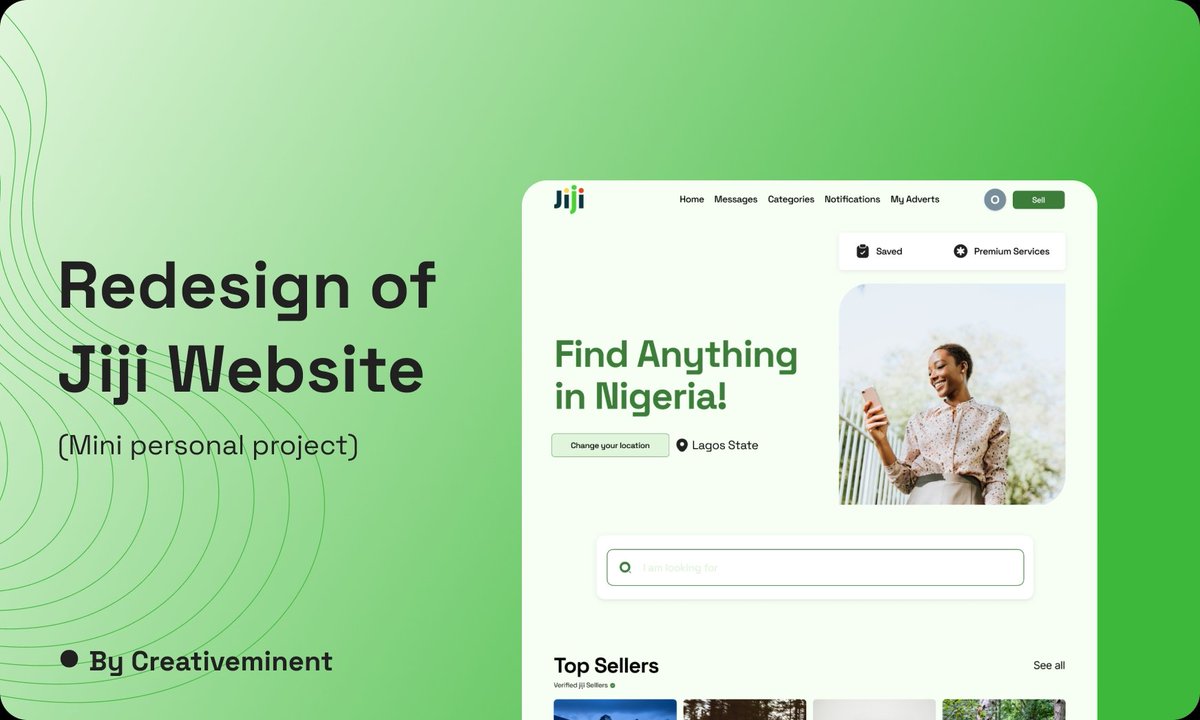 eminentronics_'s tweet photo. So yeah!
I made a redesign of @JijiNigeria landing page.
I added a special feature: Verified sellers, that allows users to Access trusted sellers.
Kindly follow the behance link for the full presentation.
https://t.co/rDGh6esZl5
#uxdesign #uidesign #uiux #design @JijiNigeria https://t.co/OGcPnwpgPN