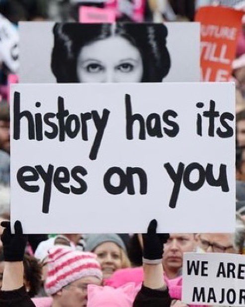 As I sit here taking in the news of todays Supreme Court ruling, I looked back at my pics from the Women’s March on DC in Jan 2017. I’m struck by 3 signs that moved me then…and now: “I will NOT go quietly back to the 1950s” “We dissent” “History has its eyes on you” #IDissent