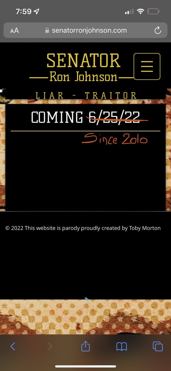 WienerTweet's tweet photo. @tobymorton @lawindsor @tobymorton you got a typo. The “Lies” section of the Ron Johnson site should say “Coming since 2010”. https://t.co/m6DF5d8Yvt