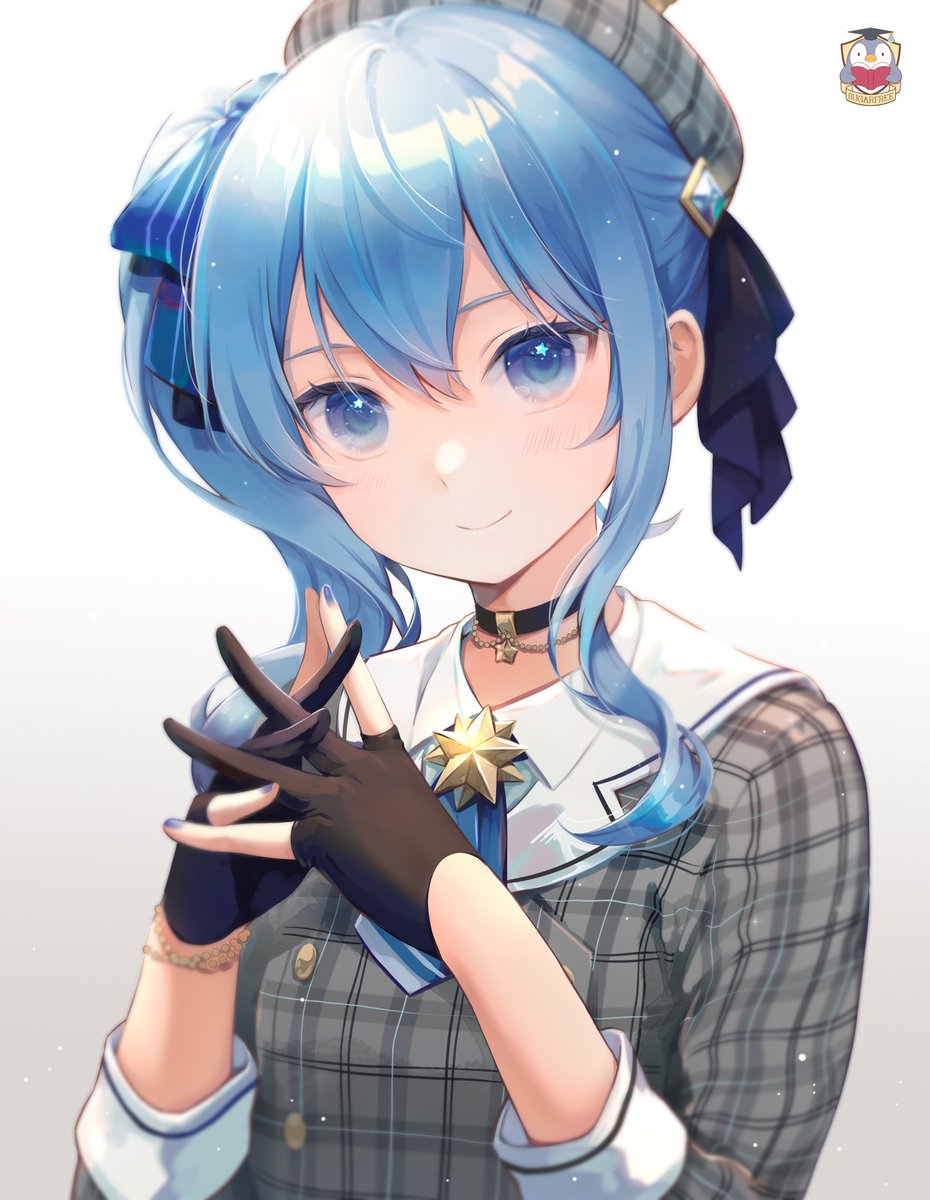 hoshimachi suisei blue hair star in eye blue eyes multiple girls long hair star (symbol) cardigan  illustration images