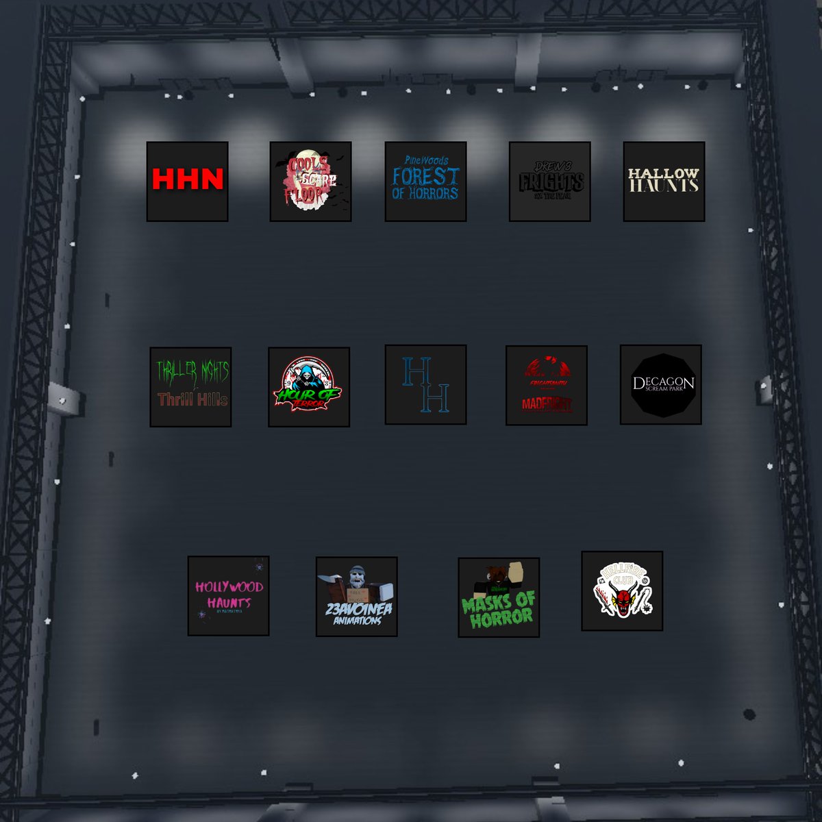 RblxScreams's tweet photo. Here are all the booth placements. Main spawn at the bottom. All booths were sorted due to size and structure to fit overall. https://t.co/OqMQxXvzOE