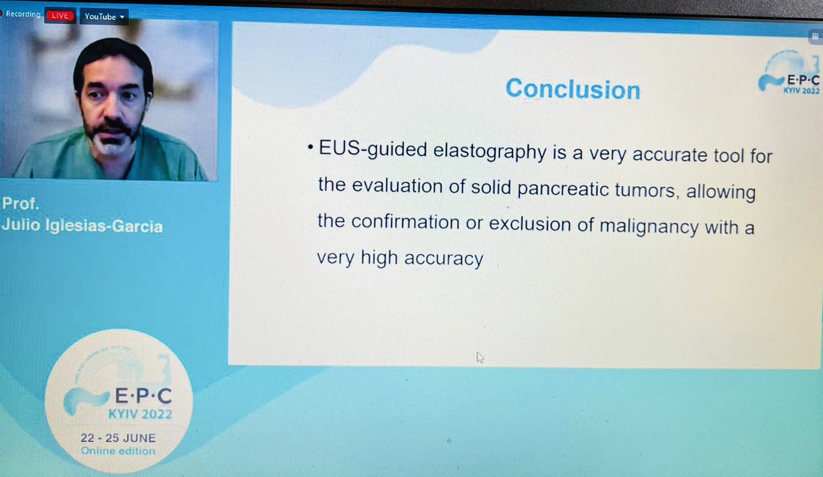 helpatologist's tweet photo. @JulioIglGar reassuring us on the role of EUS elasto in Panc ♋️ 

Let’s see if has managed to convert a few of our 🇺🇸 friends ⁉️😊@BilalMohammadMD @ASGEendoscopy @EndoTx @DrHasan_Orlando @TarunRustaGI_MD @SunilAminMD @drdalbir @drsethinyc @DrSaeeeed @neilRsharmaMD 

#EPCKyiv2022 https://t.co/eWpkRT794Y