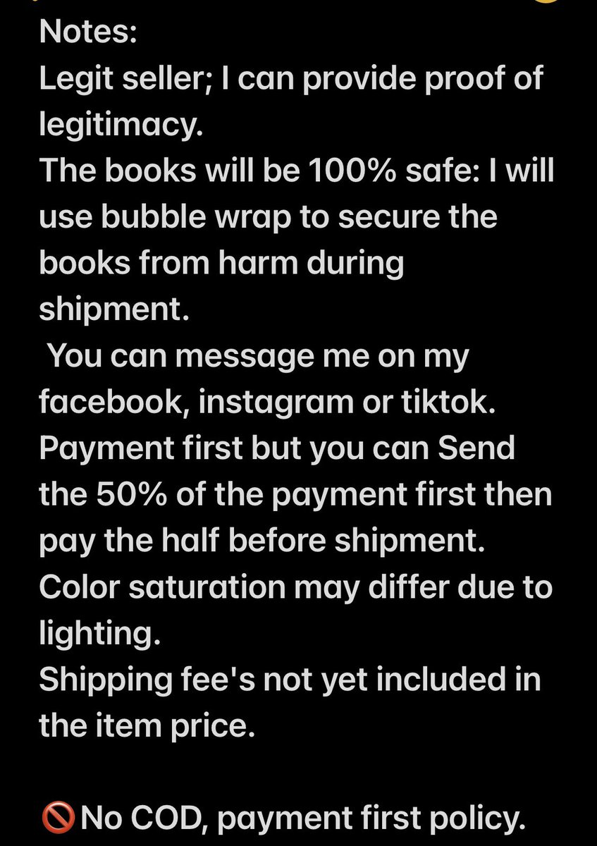 Hello po! I’m selling some of my books po. I can also send more pictures if you'd like, just send me a message:) 

For orders, please send your order form through PM:
✔️Name:
✔️Contact No.: 
✔️Shipping address:
✔️the items:

thank you po!<3