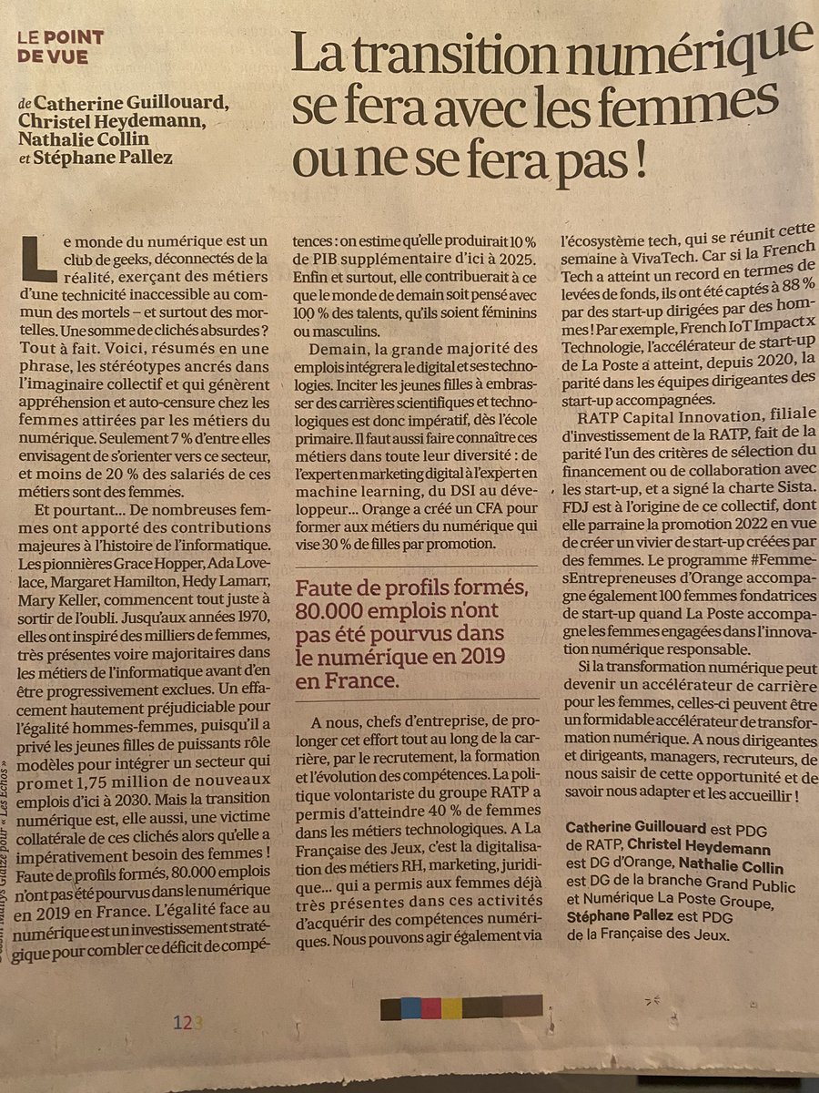 La transition numérique et écologique se fera grâce aux femmes !