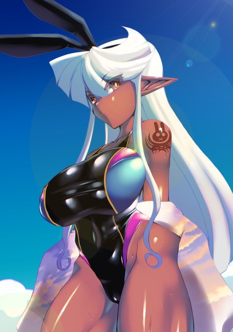 暑いので諸般の事情で向こうに投稿したけど消してしまった去年までの水着エレッタさん再投稿しておくね 