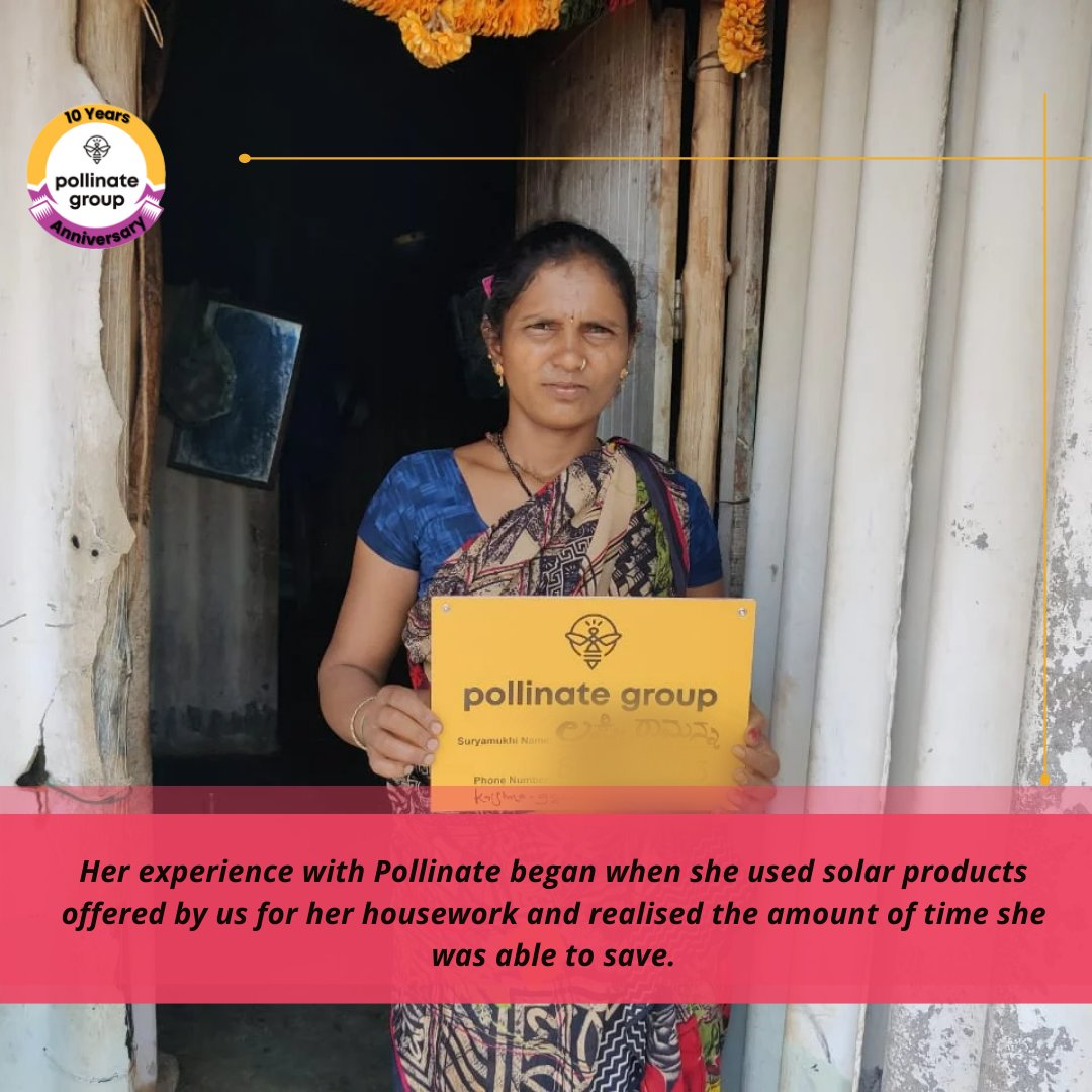 PollinateEnergy's tweet photo. Meet our Suryamukhi, Lakshmi Ramana from Bangalore, who has discovered an identity of her own and has become an inspiration for women to gain strength and get empowered in her community.

#10yearsofPollinate #successstories #WomenEmpowerment #cleanenergy #womenofpower  #SDGs https://t.co/Gt5JjCzaSr
