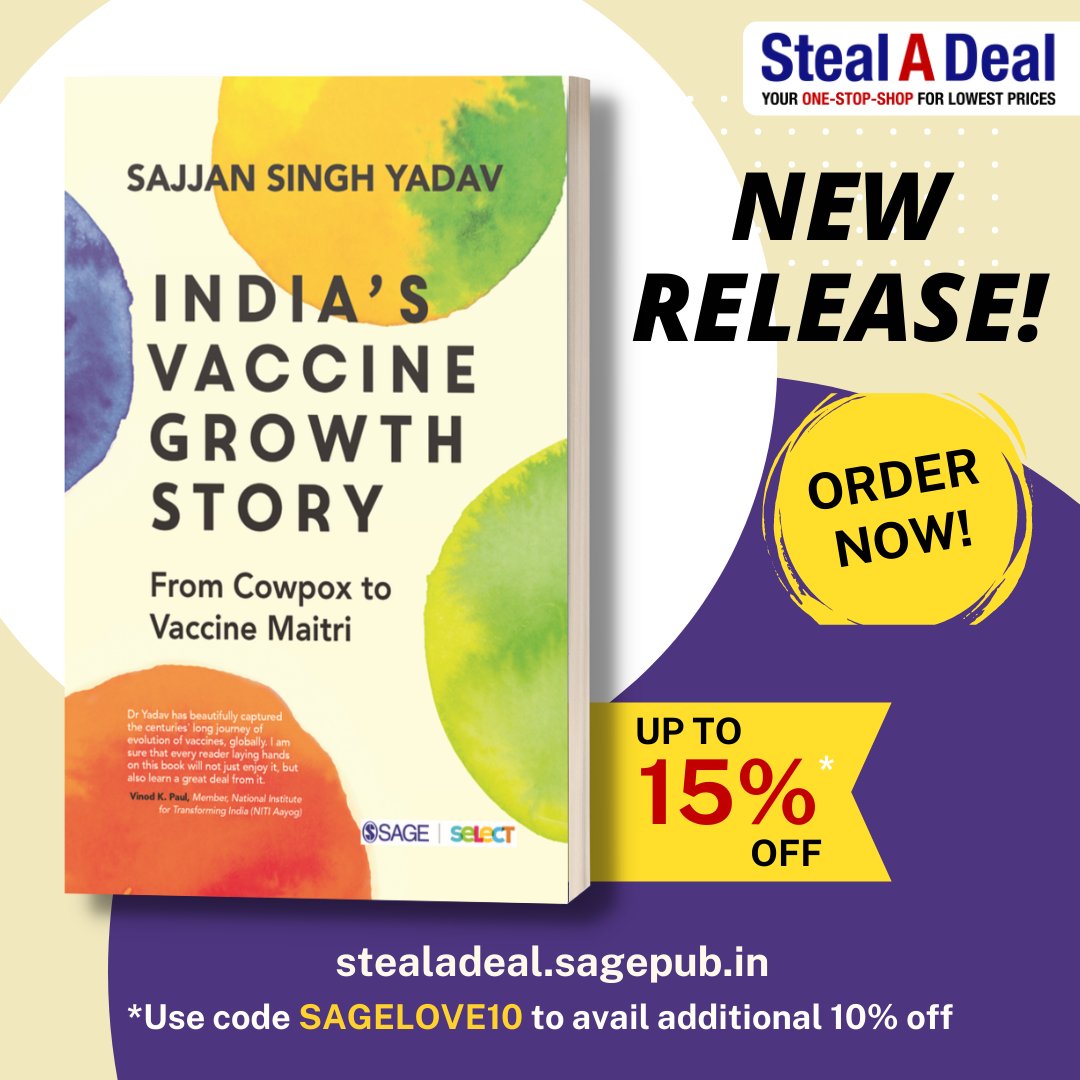 SagePubIndia's tweet photo. #NewRelease!
A comprehensive book that offers a dynamic and unique coverage of vaccination as a medical invention.
Get your copy today @ https://t.co/HKf3uHTkUJ
#SAGESelect @Sajjan95 @IASassociation @MoHFW_INDIA
#AtmaNirbharBharat #NewIndia https://t.co/Rd9zueKFIP